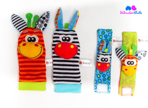 Sensory Sock & Wrist Rattle Set- Giraffe Zebra