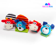 Load image into Gallery viewer, Sensory Sock &amp; Wrist Rattle Set- Cow Dog
