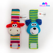 Load image into Gallery viewer, Sensory Sock &amp; Wrist Rattle Set- Cow Dog
