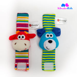 Sensory Sock & Wrist Rattle Set- Cow Dog