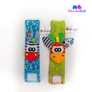 Sensory Sock & Wrist Rattle Set- Giraffe Zebra